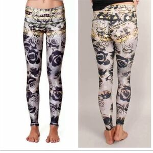Teeki Desert Black rose Hot Yoga Pant Leggings -